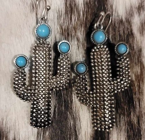 silver cactus earrings 23.00