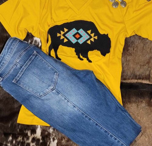yellow buffalo v-neck t-shirt 32.00